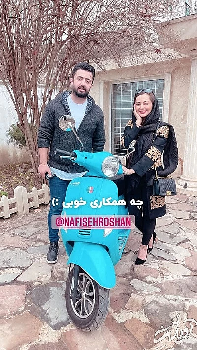 عکس جدید نفیسه روشن با موتور آبی